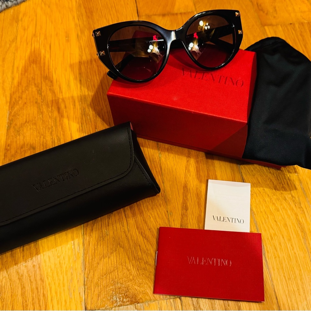 Valentino Black Studded Cat Eye Sunglasses